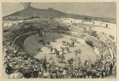 Taly. The Festival of Pompei, The circus of gladiators av Auguste Louis Lepère