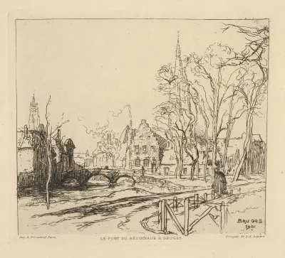The Beguine Bridge in Bruges av Auguste Louis Lepère