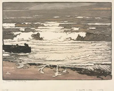 Die brechenden Wellen, die Flut im September 1901 von Auguste Louis Lepère