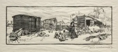 The Carriage House (Le wagon-logement), Auguste Louis Lepère