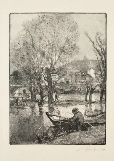 Ett hörn av Île de Billancourt av Auguste Louis Lepère