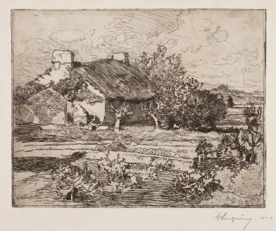 Alter Bauernhof, Haus im Marschland, Vendée von Auguste Louis Lepère