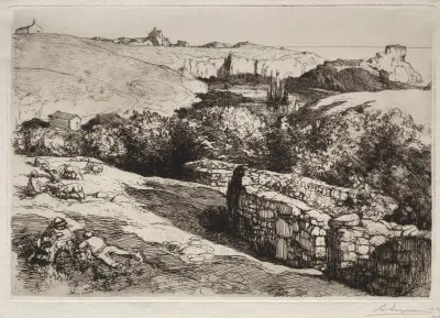 Blick auf den Hafen von La Meule von Auguste Louis Lepère