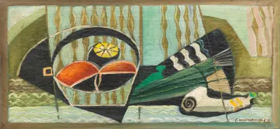 Martwa natura z rybą i misą owoców, Louis Marcoussis