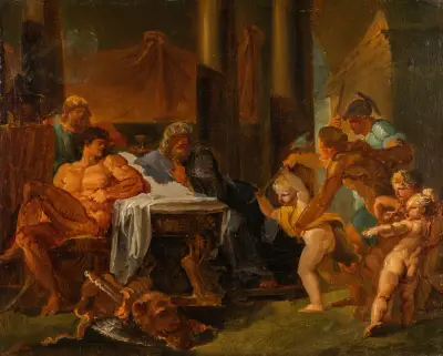 Hercules and Theseus in the Palace of King Pittheus av Louis Masreliez