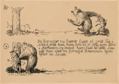 Bamsefar og Mikkel Ræv Pl.07 av Louis Moe