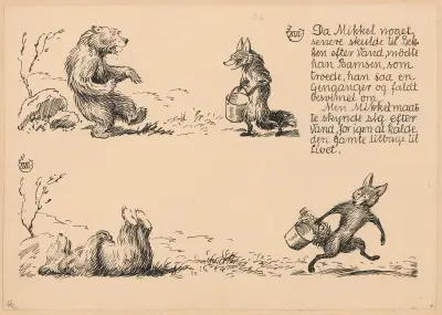Bamsefar og Mikkel Ræv Pl.11 av Louis Moe