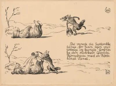 Bamsefar og Mikkel Ræv Pl.12 av Louis Moe