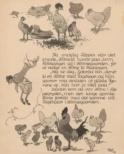 Hønen med Pagehaaret, 1926 av Louis Moe