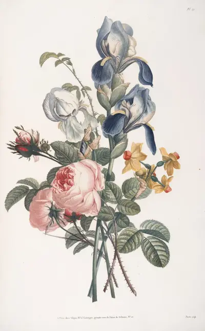 Bouquet d’Iris, Rose, et Narcisse av Jean Louis Prévost