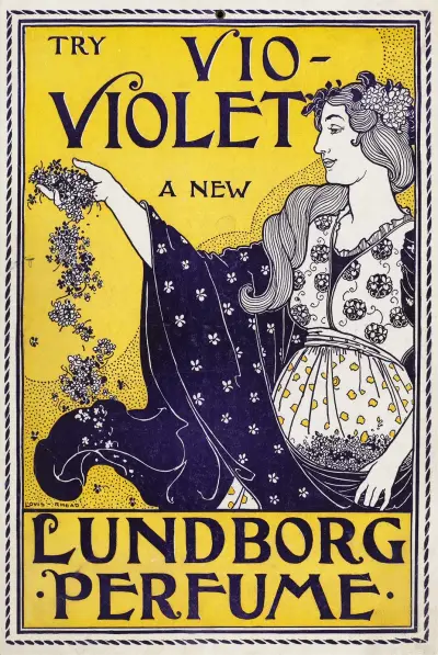 Eine Frau hält Blumen von Louis Rhead
