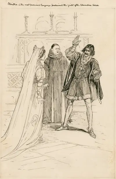 Claudio, in the most passionate language, proclaimed the guilt of the blameless Hero av Louis Rhead