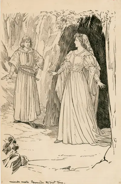 Miranda meets Fernando the first time av Louis Rhead