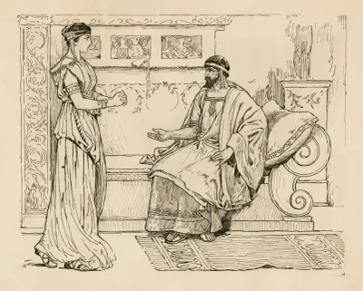 Perikles, Fürst von Tyrus. Erzähl mir deine Geschichte, antwortete Perikles von Louis Rhead