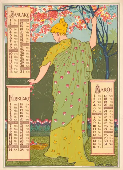 Poster calendar for 1897. January, February, March av Louis Rhead