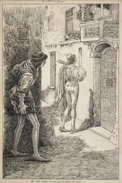 Zwei Herren aus Verona. Sie sah ihren Geliebten Lady Silvia mit Musik ein Ständchen bringen von Louis Rhead