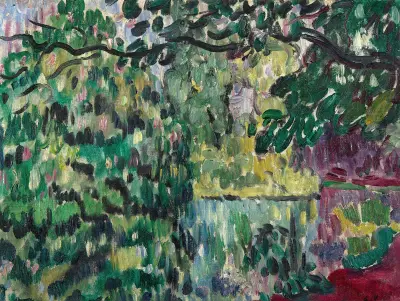Flodstrand med träd av Louis Valtat
