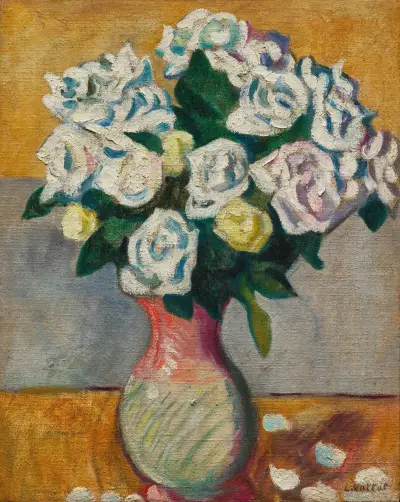 Bukett med vita rosor av Louis Valtat