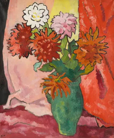 Dahlias, cruche verte av Louis Valtat