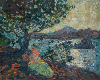 Kvinna sittande vid havet av Louis Valtat