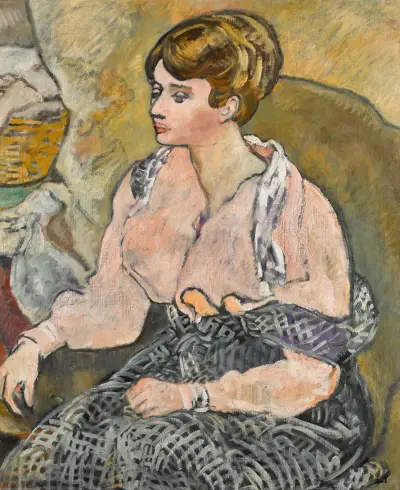 Ung kvinna i rosa blus av Louis Valtat