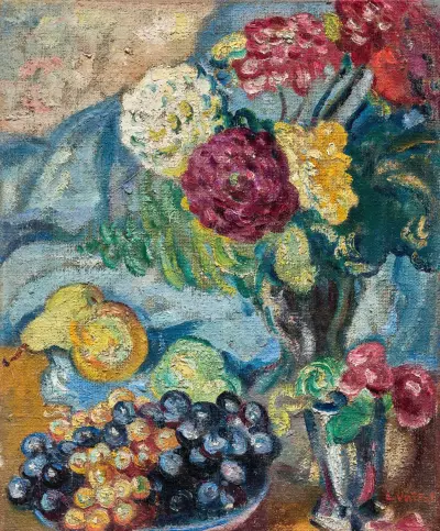 Vas med blommor och frukt av Louis Valtat