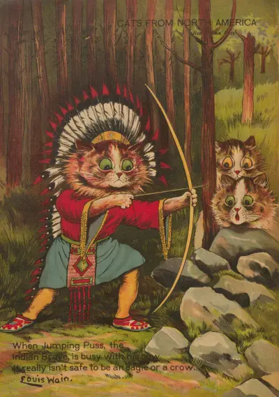 Katter från Nordamerika av Louis Wain