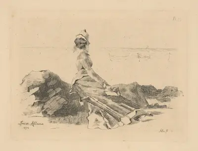 Femme assis sur un rocher (Woman sitting on a rock), 1874 – nr 2 av Louise Abbéma