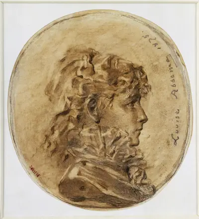 Portrait de Sarah Bernhardt, en médaillon, profil à droite, 1875. av Louise Abbéma