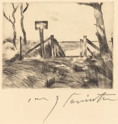 Bridge with Sign (Brücke mit Tafel) von Lovis Corinth