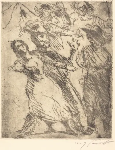 Kavalerister med en kvinna, troligen 1923 av Lovis Corinth