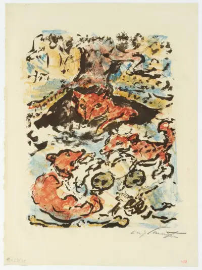Die Füchsin Ermelyn Mit Ihren Kindern Im Fuchsbau Malepartus av Lovis Corinth