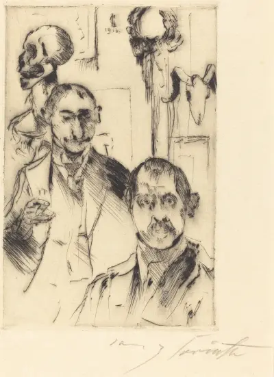 Dubbelporträtt med skelett av Lovis Corinth