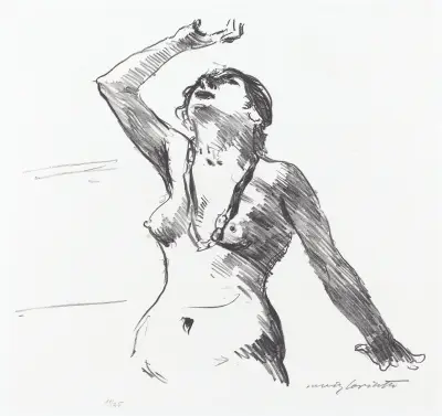 Kvinnlig nakenstudie i försvar (Weiblicher Akt in Abwehr) av Lovis Corinth
