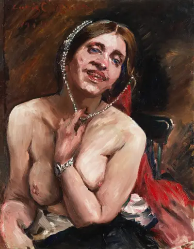 Female semi-nude in chair. (The actress Gertrud Eysoldt) von Lovis Corinth