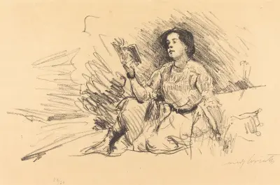 Girl Reading (Lesendes Mädchen) av Lovis Corinth