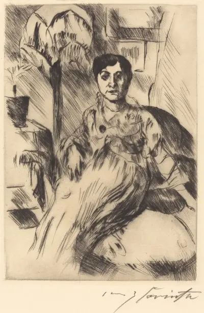 Interiör med kvinna av Lovis Corinth