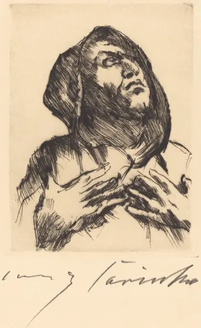 Munk som blickar uppåt av Lovis Corinth