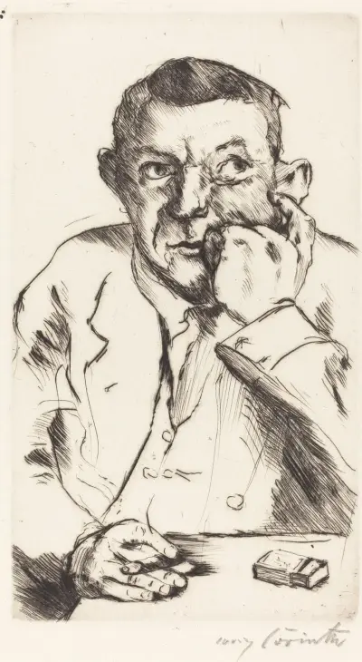 Porträtt av en rökande man (Männliches Bildnis mit Aufgestütztem Arm) av Lovis Corinth