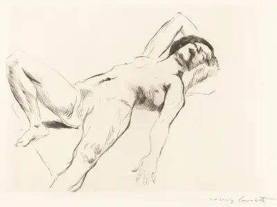 Reclining Female Nude – I (Liegender Weiblicher Akt I) von Lovis Corinth