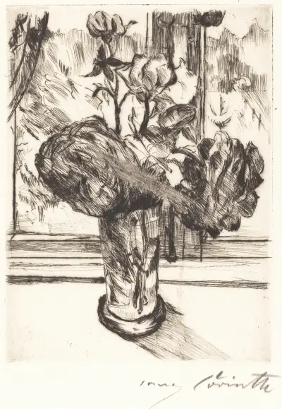 Roses in a Glass of Water (Rosen in einem Wasserglas) von Lovis Corinth
