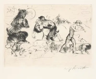 Satyren, en nymf, en faun och en flock grisar av Lovis Corinth