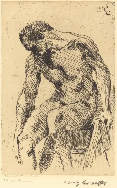 Sittande manlig nakenakt av Lovis Corinth