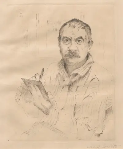 Autoportrét, leptání, 1909 – č. 2, Lovis Corinth