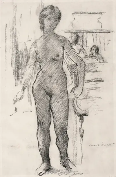 Self-portrait with a model von Lovis Corinth