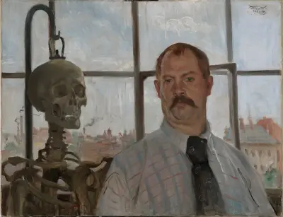 Self-portrait with Skeleton von Lovis Corinth