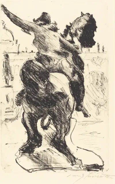 Amazonstaty vid Alte Museums yttertrappa av Lovis Corinth