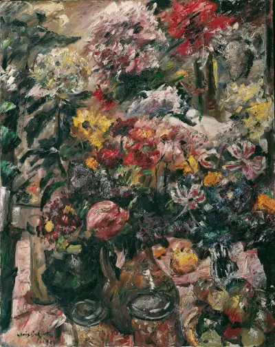 Stilleben med krysantemum och amaryllis av Lovis Corinth