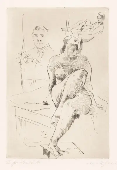 Två nakna med självporträtt av Lovis Corinth