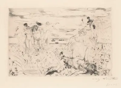 Uppsluppen backant på en äng av Lovis Corinth